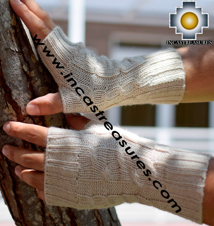 100% Alpaca Wool Wrist Warmers Braided - Product id: BABY-ALPACAGLOVES19-01X