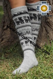Long Alpaca Socks Llamas Gray - Product id: ALPACASOCKS13-03 Photo02