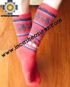 Long Alpaca Socks llamas red - Product id: ALPACASOCKS12-06 Photo03