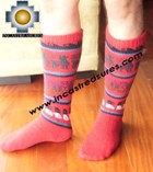 Long Alpaca Socks llamas red - Product id: ALPACASOCKS12-06 Photo01