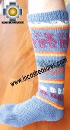 Long Alpaca Socks llamas skyblue - Product id: ALPACASOCKS12-07 Photo02
