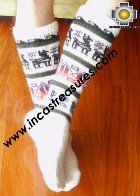 Long Alpaca Socks llamas white - Product id: ALPACASOCKS12-08 Photo02