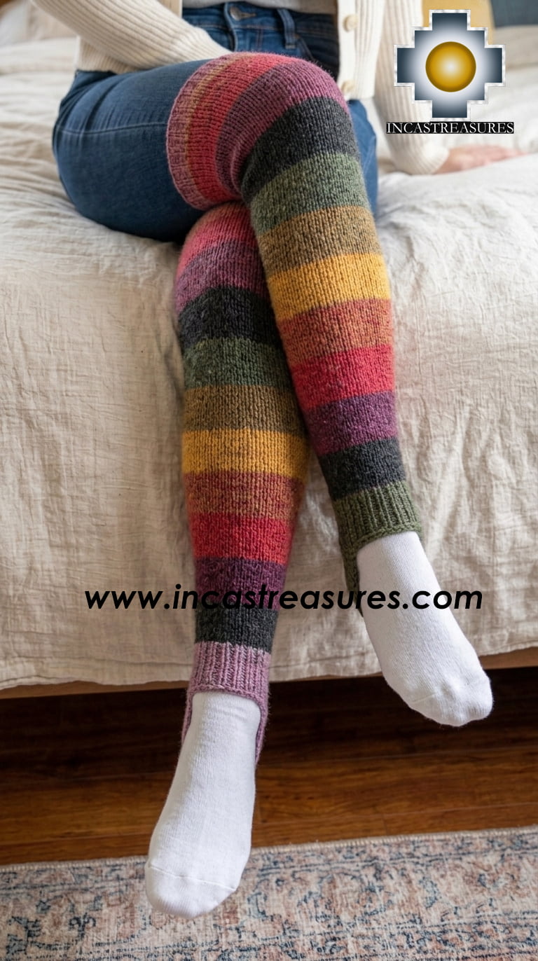 Long Alpaca Leg Warmers Rainbow