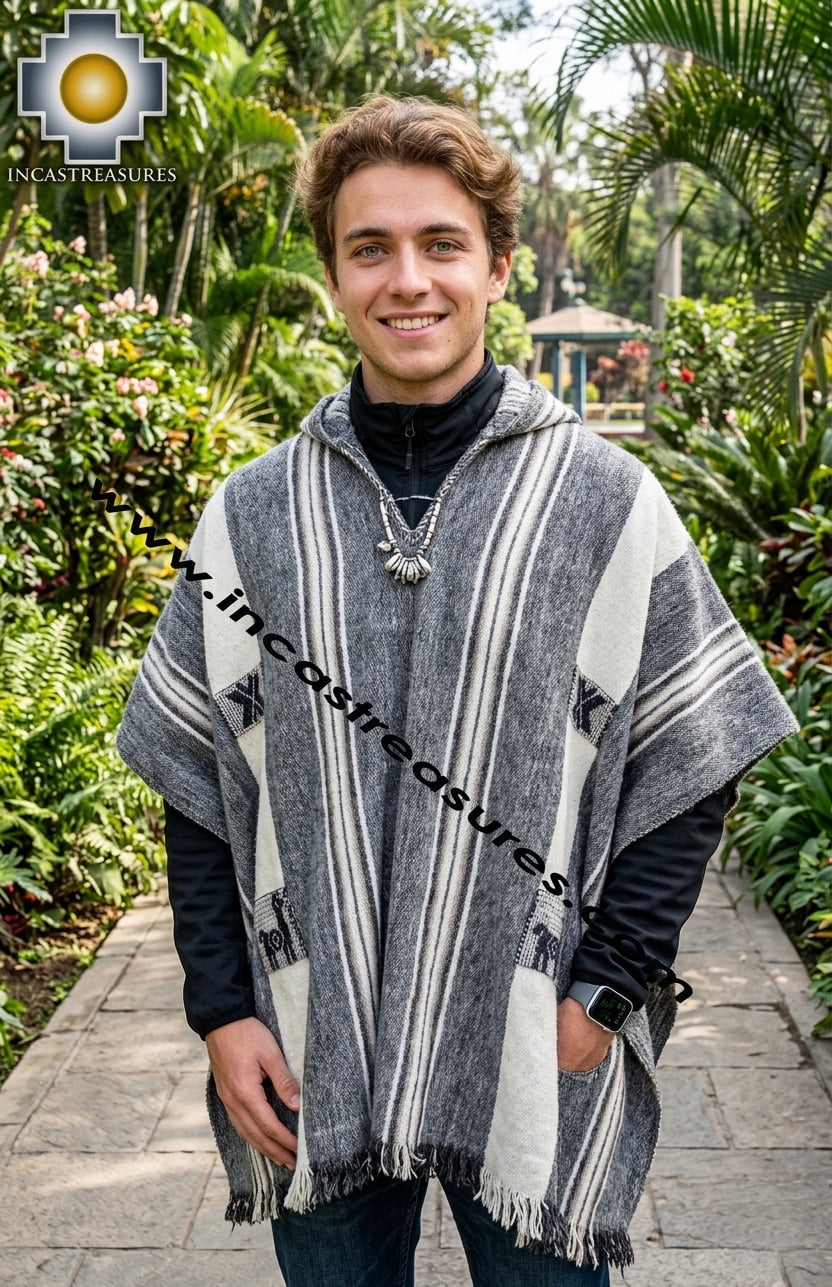 alpaca poncho hualhua llama with hood UNISEX