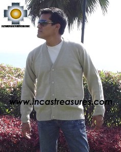 Men Alpaca Sweater Cardigan with buttons - Product id: womens-100-baby-alpaca-sweater13-01 Photo03