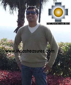 Men Alpaca Sweater V neck - Product id: womens-100-baby-alpaca-sweater13-11 Photo01