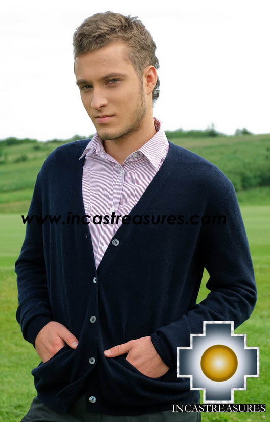 Men Alpaca Sweater Cardigan with buttons - Product id: womens-100-baby-alpaca-sweater13-01 Photo02
