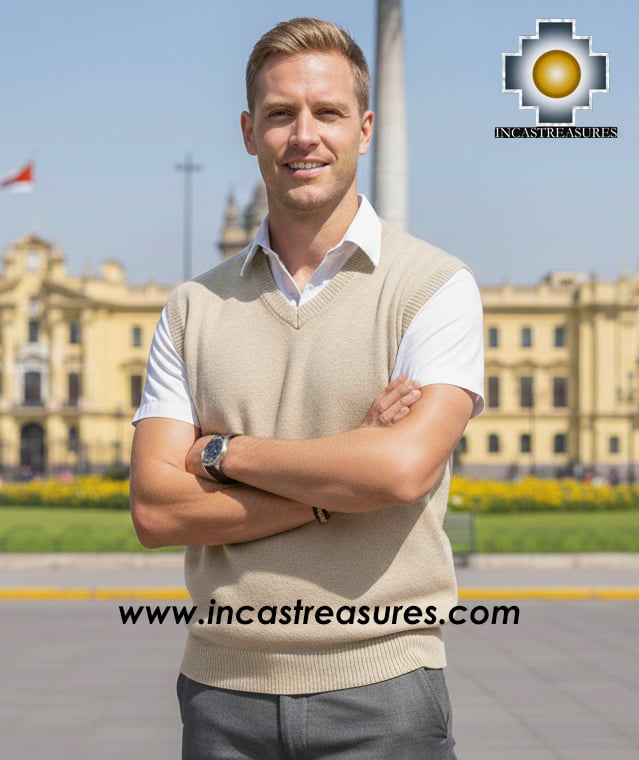 100% Baby Alpaca Fashion Vest  - Product id: Mens-Baby-alpaca-sweater13-04 Photo05