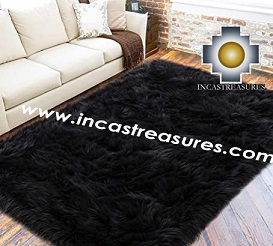 100% baby alpaca fur Rug Borderless Black - Product id: ALPACA-FUR-RUG-13-07 Photo02