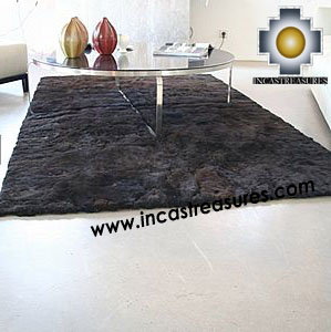 100% baby alpaca fur Rug Borderless Black - Product id: ALPACA-FUR-RUG-13-07 Photo01