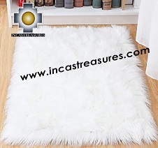 100% baby alpaca Suri fur Rug white Borderless  - Product id: ALPACA-FUR-RUG-13-04 Photo01
