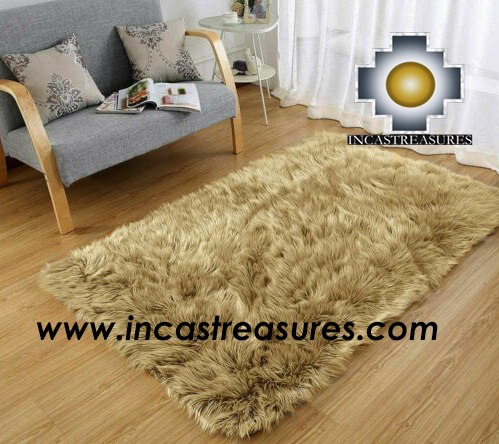 100% baby alpaca Suri fur Rug Camel Borderless  - Product id: ALPACA-FUR-RUG-13-02