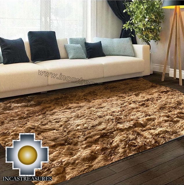 100 Baby Alpaca Suri Fur Rug Brown Borderless Free Shipping