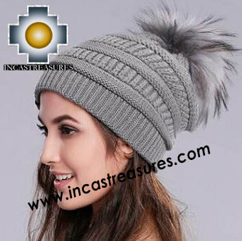 Alpaca Hat with Fur Pompom-Andenes Style- Alpaca Au, Fur in 100% Baby Alpaca