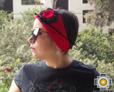 Alpaca Headband Flower red -  Product id: Alpaca-Headband15-02 Photo01