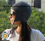 Alpaca Wool Hat Arawi darkgray, solid Color Chullo - available in 14 colors - Product id: Alpaca-Hats09-30 Photo03