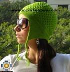 Alpaca Wool Hat Arawi green, solid Color Chullo - available in 14 colors - Product id: Alpaca-Hats09-33 Photo03