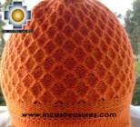Alpaca Wool Hat Arawi orange, solid Color Chullo - available in 14 colors - Product id: Alpaca-Hats09-35 Photo02