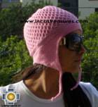 Alpaca Wool Hat Arawi pink, solid Color Chullo - available in 14 colors - Product id: Alpaca-Hats09-36 Photo01