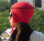 Alpaca Wool Hat Arawi red, solid Color Chullo - available in 14 colors - Product id: Alpaca-Hats09-38 Photo03