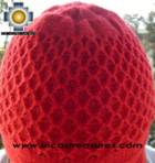Alpaca Wool Hat Arawi red, solid Color Chullo - available in 14 colors - Product id: Alpaca-Hats09-38 Photo02