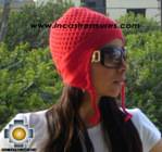 Alpaca Wool Hat Arawi red, solid Color Chullo - available in 14 colors - Product id: Alpaca-Hats09-38 Photo01