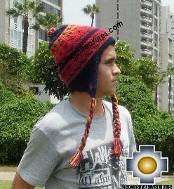 Alpaca Wool Hat Geometric Design Blue -  Product id: Alpaca-Hats13-02 Photo02