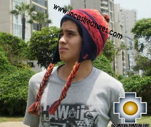 Alpaca Wool Hat Geometric Design blue -  Product id: Alpaca-Hats13-02 Photo01