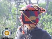 Alpaca Wool Hat Geometric Design fire -  Product id: Alpaca-Hats09-22 Photo01