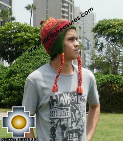 Alpaca Wool Hat Geometric Design Green -  Product id: Alpaca-Hats13-03 Photo02