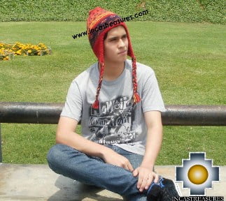 Alpaca Wool Hat Geometric Design red -  Product id: Alpaca-Hats13-01 Photo01