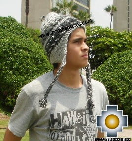 Alpaca Wool Hat Geometric Design Silver -  Product id: Alpaca-Hats13-04 Photo02