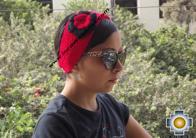 Alpaca Headband Flower Red
