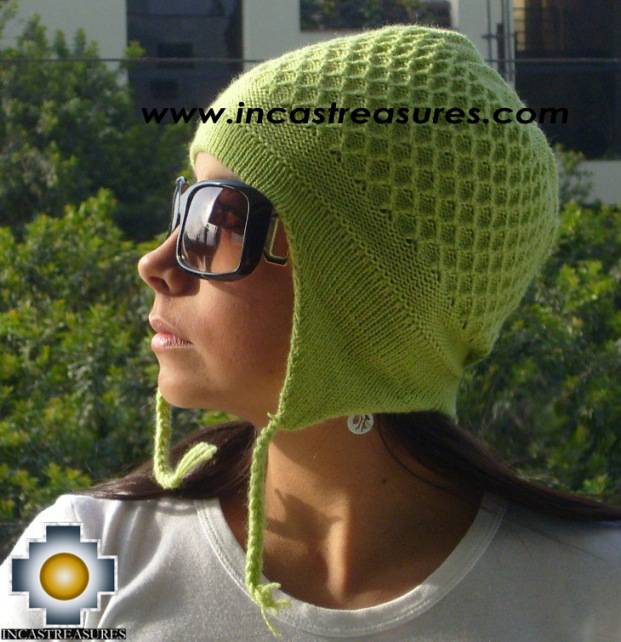 Alpaca wool hat arawi LimeGreen, solid color