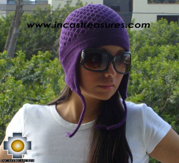 Alpaca Wool Hat Arawi purple, solid Color Chullo - available in 14 colors - Product id: Alpaca-Hats09-37 Photo03