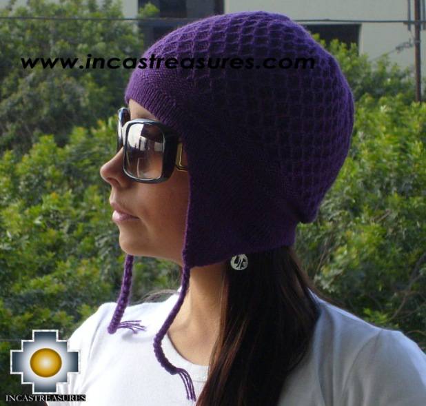 Alpaca wool hat arawi Purple, solid color