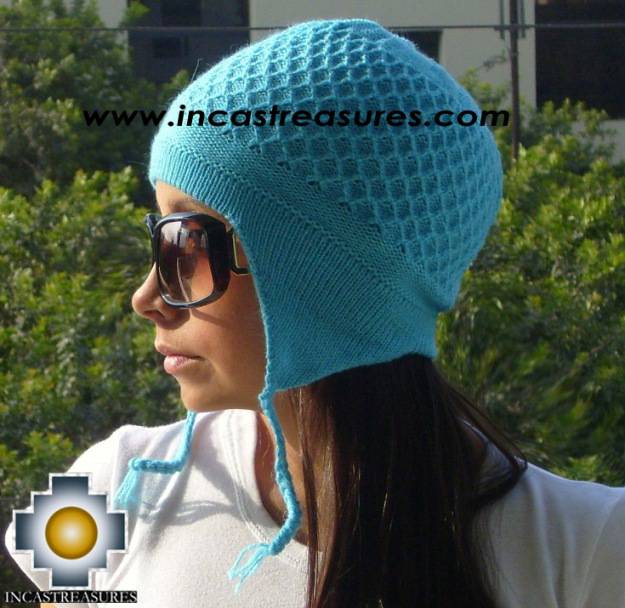 Alpaca wool hat arawi Skyblue, solid color