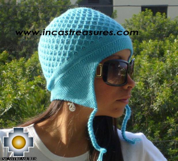 Alpaca Wool Hat Arawi skyblue, solid Color Chullo - available in 14 colors - Product id: Alpaca-Hats09-39 Photo01