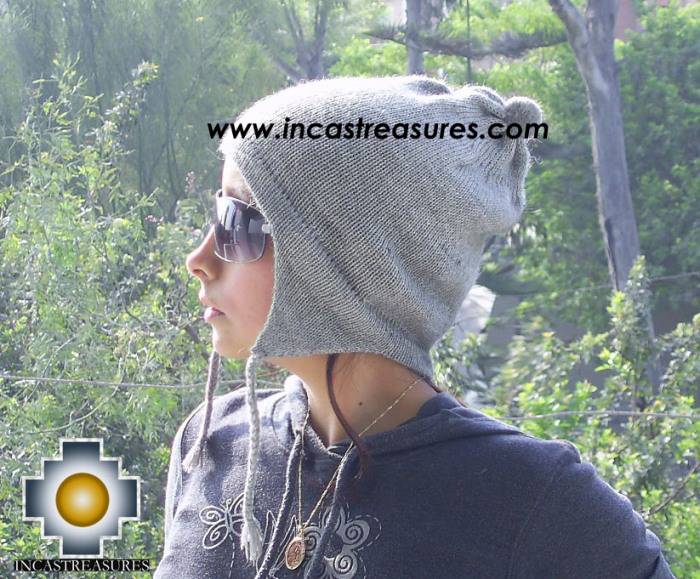 100% Alpaca Wool Hat solid Color Chullo - available in 12 colors - Product id: 100Alpaca-Hats09-06 Photo03