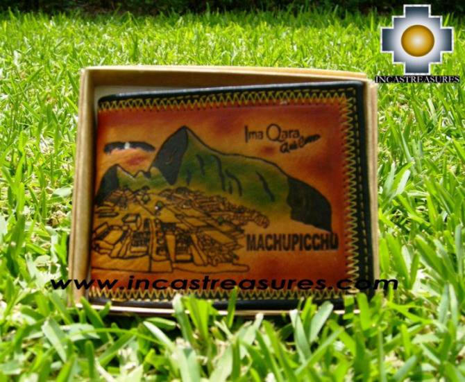 andean leather wallet Machu Picchu, free shipping