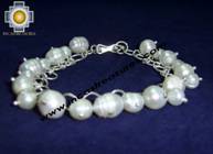 Jewelry 950 Silver hand knitted bracelet with river pearls - Product id: silver-Jewelry10-05 Photo01