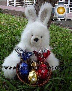 Alpaca stuffed easter bunny chocolate eggs - 100% Baby Alpaca - Product id: TOYS12-06 Photo02