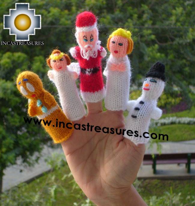 Christmas Special , hand-knit finger puppets