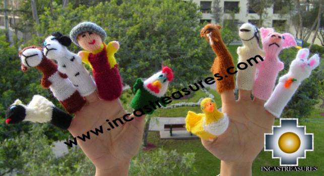 Farm Special , hand-knit finger puppets