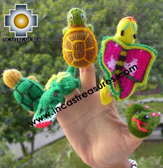 Halloween Special , hand-knit finger puppets